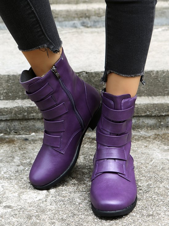Plus Size Vintage Split Joint Zipper Boots