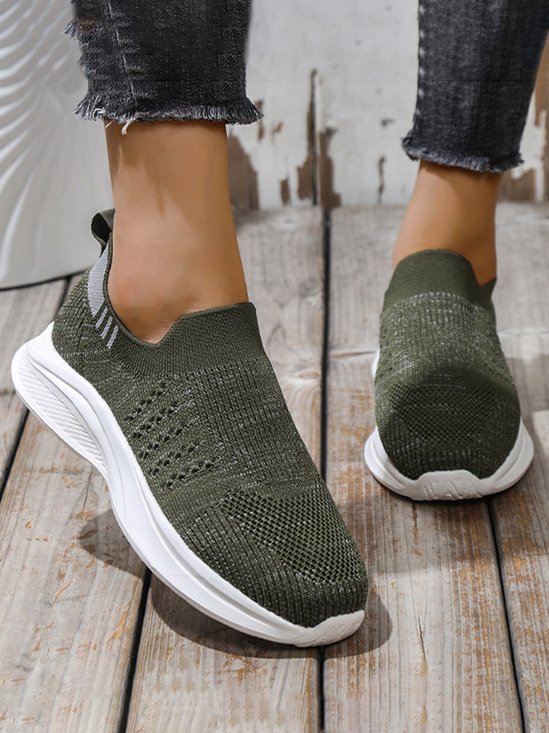 Plus Size Breathable Mesh Fabric Slip On Sneakers