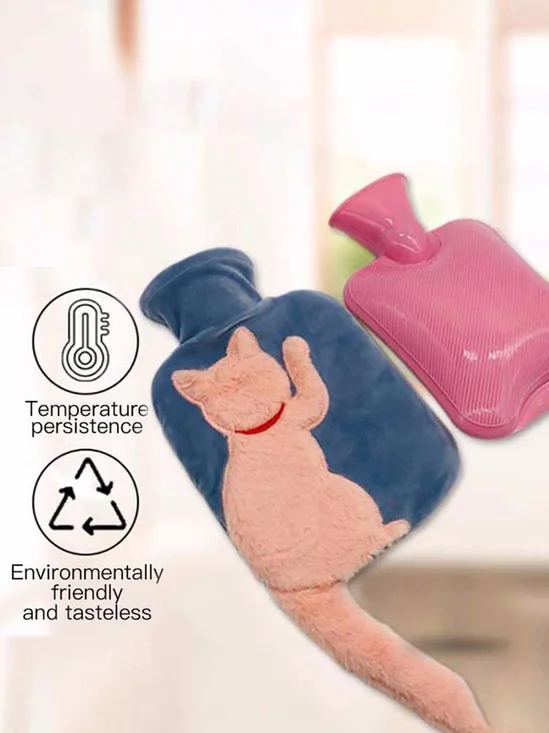 Winter Water Bag Home Thickened Large Capacity Water Injection Explosion-proof Water Bag Cat Pattern Hand Warmer