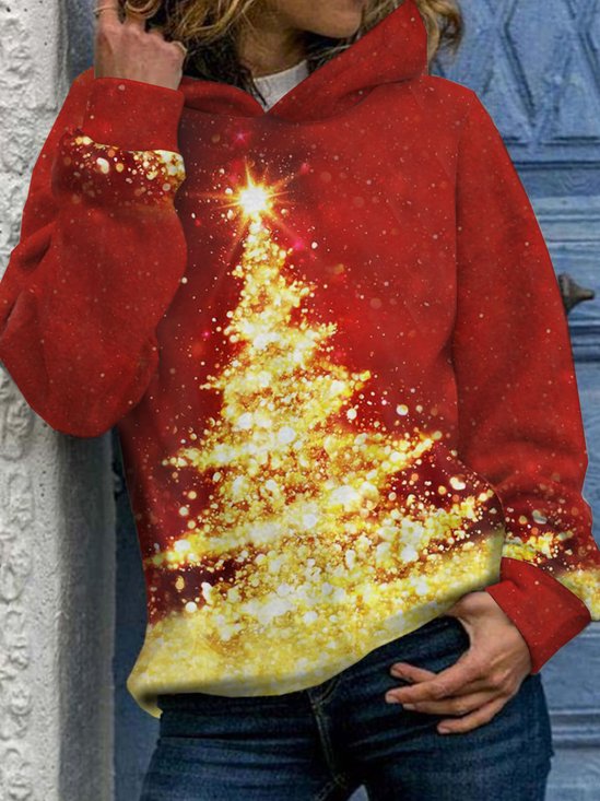 Loose Christmas Tree Plush Sweatshirt