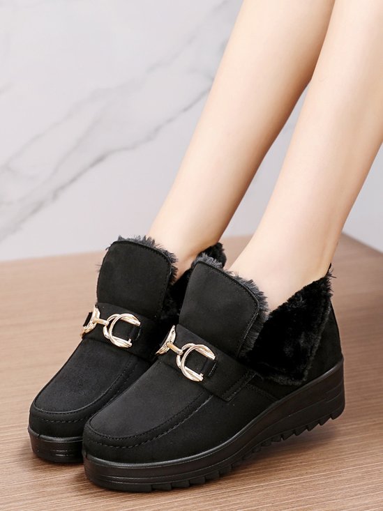 Women's Metal Decoration Warm Lined Slip On Snow Boots