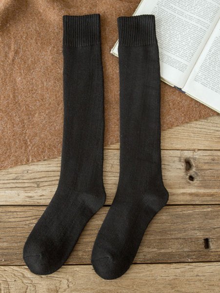 Casual Cotton Solid Color High Stretch Socks Tall Socks Everyday Accessories