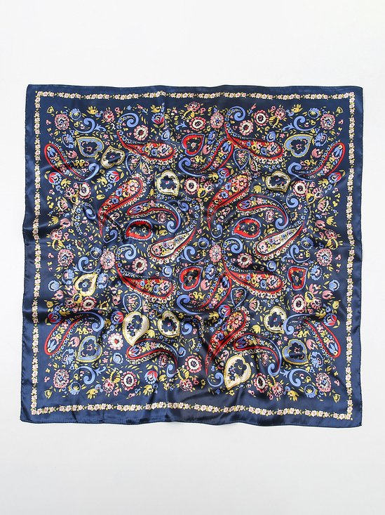 Boho Casual Cashew Flower Ethnic Pattern Paisley Silk Scarf Hawaiian Vacation Accessories