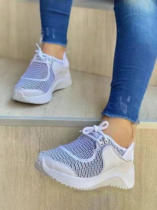 Plus Size  Split Joint Breathable Mesh Fabric Slip On Sneakers