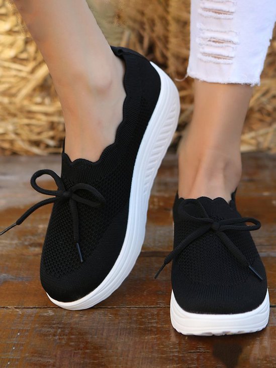Lace Lace Up Flyknit Platform Sneakers