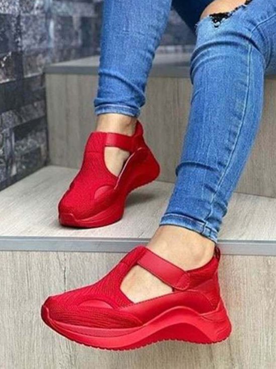 Breathable Non-Slip Platform Flyknit Velcro Sneakers