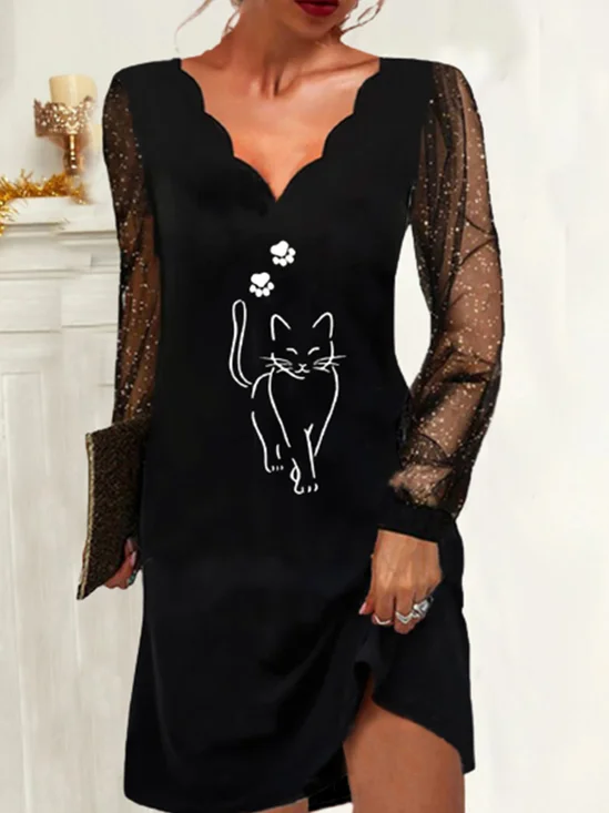 V Neck Loose Party Devore Dress