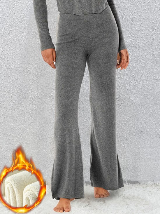 Casual Pit Texture Plain Plush Pants