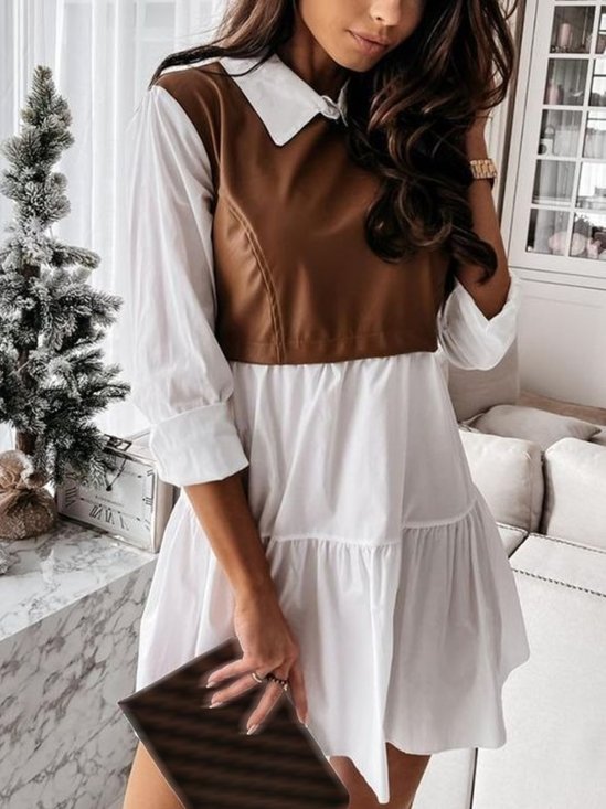 Casual Long Sleeve Shawl Collar Dress