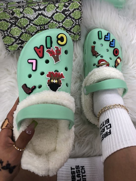 Text Letters Decor Casual EVA Vented Clogs Sandals