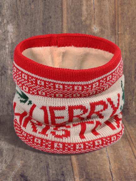 Merry Christmas Cotton Flannel Patchwork Scarf Autumn Winter Thickened Warm Accessories