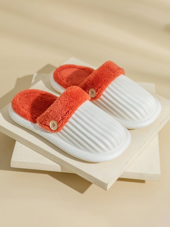 Waterproof Color Block Detachable Lined Household Slippers