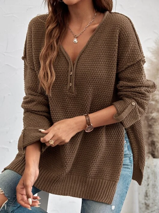 Buckle Loose Casual Sweater