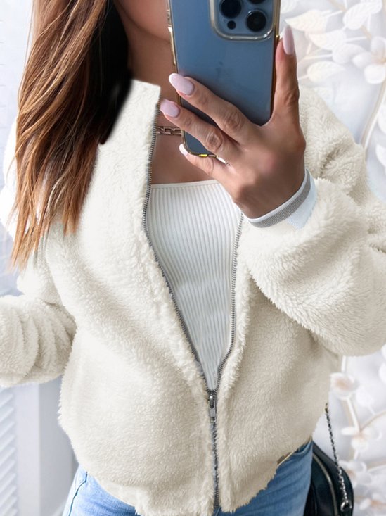 Loose Others Casual Teddy Jacket