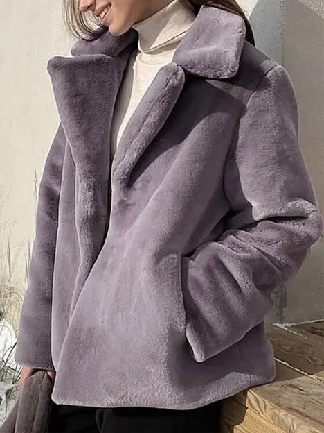 Shawl Collar Casual Teddy Jacket