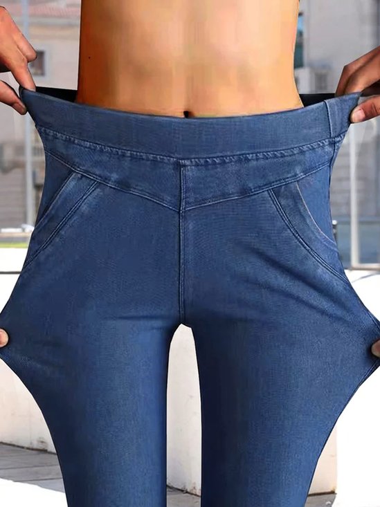 Casual Fit Pocket Irregular High Stretch Jeans