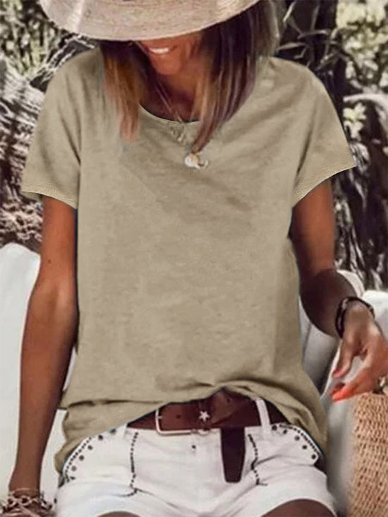 Plain Casual Loose Jersey T-shirt