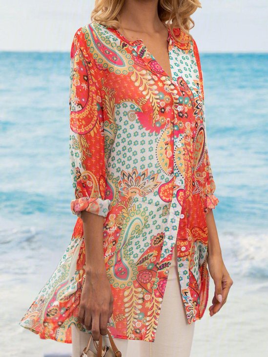 Vintage V Neck Loose Blouses