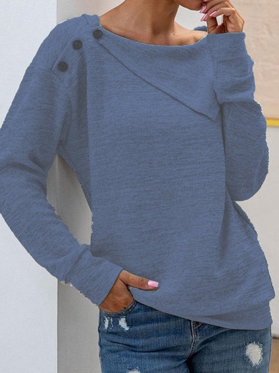 Shawl Collar Loose Casual Cotton-Blend Sweatshirt &pullover