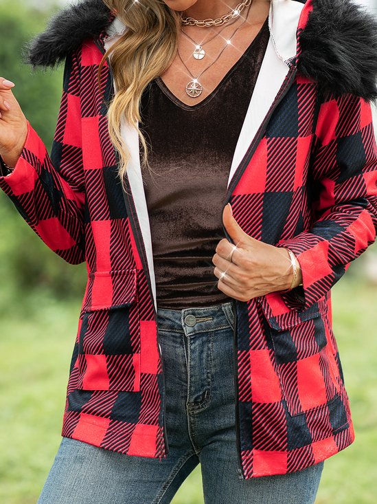 Hoodie Shift Checkered/plaid Vintage Jacket