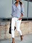 Striped Casual Loose Cotton Blouses