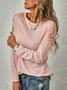 Casual Crew Neck Cotton-Blend Top