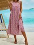 Cotton Loose Crew Neck Floral Maxi