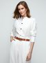 Plain Stand Collar Fit Off Shoulder Sleeve Blouses