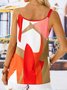 Geometric Spaghetti Casual Polyester Fibre Tank & Cami