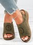 Pu Leather Wedge Heel Sandals