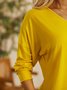 Women Plain Autumn Casual Micro-Elasticity Daily Jersey Pullover Regular H-Line T-shirt