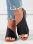 Peep Toe Side-cut Style Stacked Heel Flats