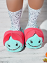 Women Halloween Spring Party Split Joint Flat Heel Closed Toe Fabric Rubber Toe-covered Slippers Living Room Slippers