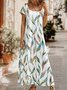 Printed Casual Square Neck Short Sleeve Dress