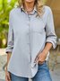 Women Plain Autumn Casual Lightweight No Elasticity Daily Standard Loose Regular Blouse