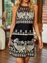 Printed Halter Sleeveless Knitting Dress