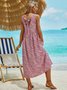 Cotton Loose Crew Neck Floral Maxi
