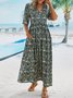 V Neck Loose Casual Midi