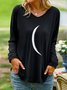 Women Plain Summer Casual Micro-Elasticity Daily Standard Long sleeve H-Line Regular T-shirt