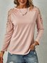 Casual Crew Neck Cotton-Blend Top