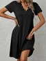 V Neck Solid Loose Shorts