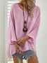Women Casual Autumn Solid Polyester Lightweight Micro-Elasticity Three Quarter Crew Neck Top