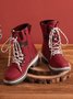 Wool Stitching PU Lace Buckle Middle Snow Snow Boots