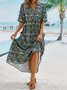 V Neck Loose Casual Midi