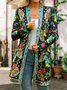 Casual Floral Winter Mid-weight Micro-Elasticity Daily Jersey Long sleeve Loose Other Coat for Women