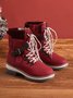 Wool Stitching PU Lace Buckle Middle Snow Snow Boots