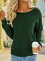 Cotton-Blend Solid Casual Crew Neck Sweater