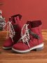 Wool Stitching PU Lace Buckle Middle Snow Snow Boots