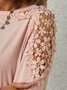 Casual Crew Neck Cotton-Blend Top