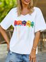 Floral Summer Casual V neck Lightweight Short sleeve Cotton Regular H-Line Top for Women